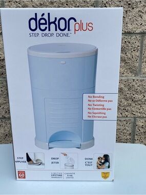 Dekor Plus Hands-Free Diaper Pail Soft Blue Brand New